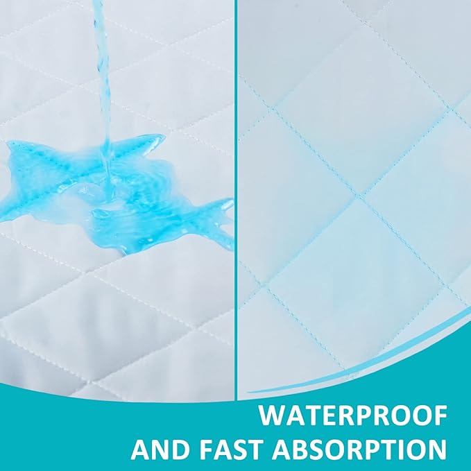 KANECH Washable Underpads 34"x52" (2 Pack), Waterproof Heavy Absorbency Reusable Incontinence Bed Pads for Adults, Elderly, Kids & Pets - Bedwetting Mattress Protector
