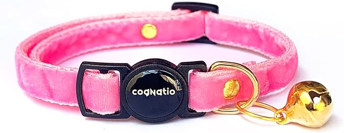 Cognatio Safety Quick Release Cat Collars,Double Velvet with Bell Available in a Range Colors,Perfect for Your Kitty, Adjustable 20-30 cm