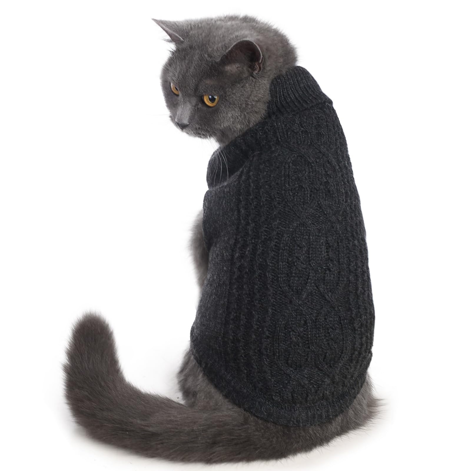 Jnancun Cat Sweater Stretchy,19 Colors,6 Sizes,Snug Winter (Dark Gray, Small, Vest)