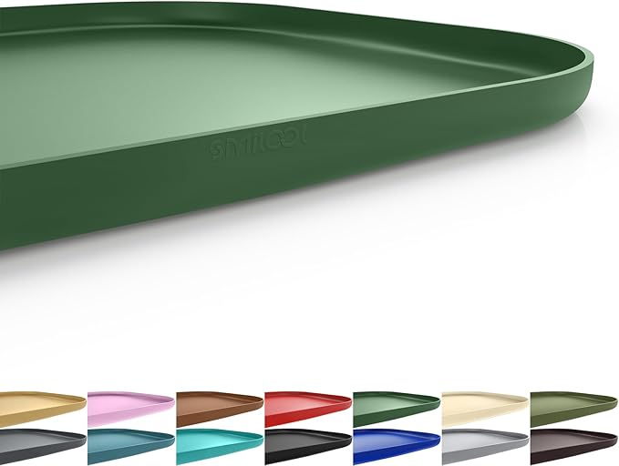 SMILOOL Silicone Pet Feeding Mat with Raised Edge for Food and Water, Dog Bowl Mats, Cat Bowls Placemat with High Lip for Floor Waterproof, Rubber Tray for Cats and Dogs 24 x 16 x 0.8 Dark Grey