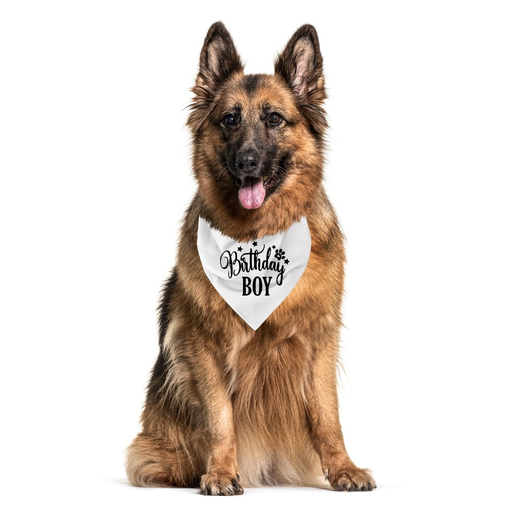 Birthday Boy Dog Bandana, White Pet Triangle Scarf for Birthday Party Photo Outfit, Celebration Party Pet Accessory, Puppy Neckerchief for Small Medium Dogs