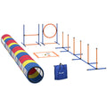 PawHut Dog Agility Training Equipment 12-Piece Adjustable Hurdle & Ring