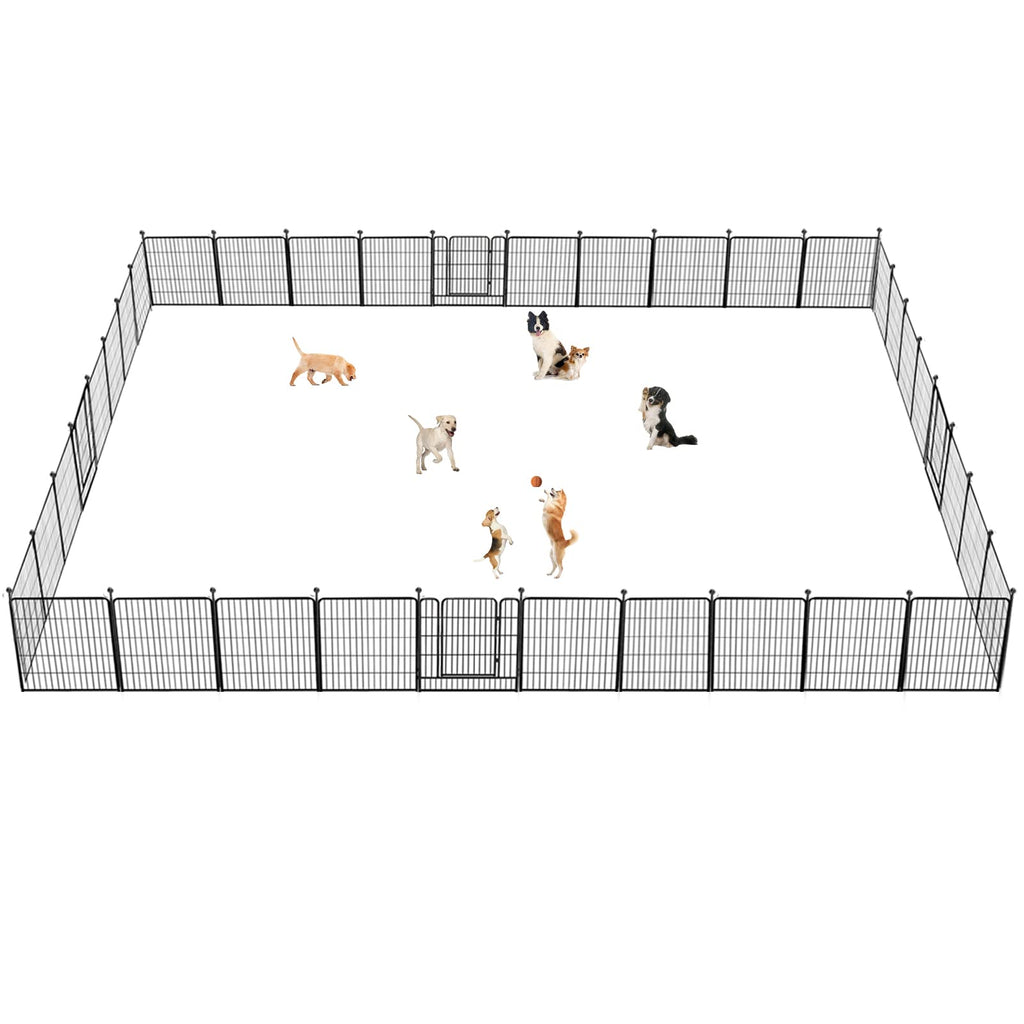 Jhsomdr Dog Playpen 32 inch 30 Panels Indoor Outdoor Dog Pen for Medium/Small Dogs Heavy Duty Metal Dog Fence Outdoor for Yard, Puppy Playpen with Door Portable Pet Fence for RV Camping Yard