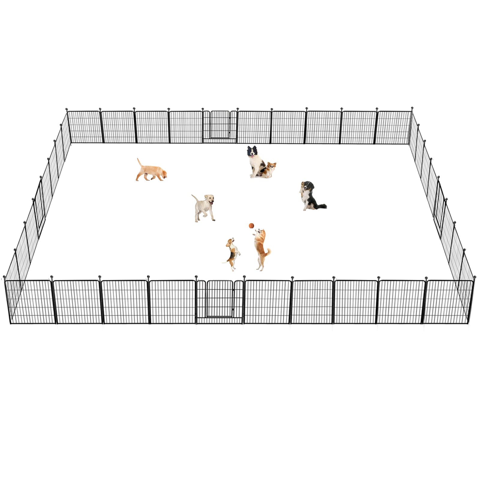 Jhsomdr Dog Playpen 32 inch 30 Panels Indoor Outdoor Dog Pen for Medium/Small Dogs Heavy Duty Metal Dog Fence Outdoor for Yard, Puppy Playpen with Door Portable Pet Fence for RV Camping Yard