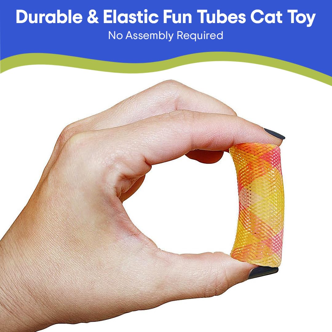 SPOT Kitty Fun Tubes Cat Toy with Catnip Inside | Bouncy Interactive Mesh Toy for Cats and Kittens to Bite, Swat and Chase | 3 Pieces