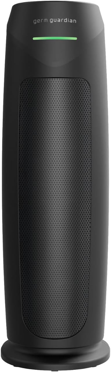GermGuardian HEPA Large Room Air Purifier for Bedroom, Office, Dorm, and Home - Filters Pet Dander, Dust, Pollen, Smoke, Scents - Air Quality Monitor - AC4880B - 22" Tower - Black