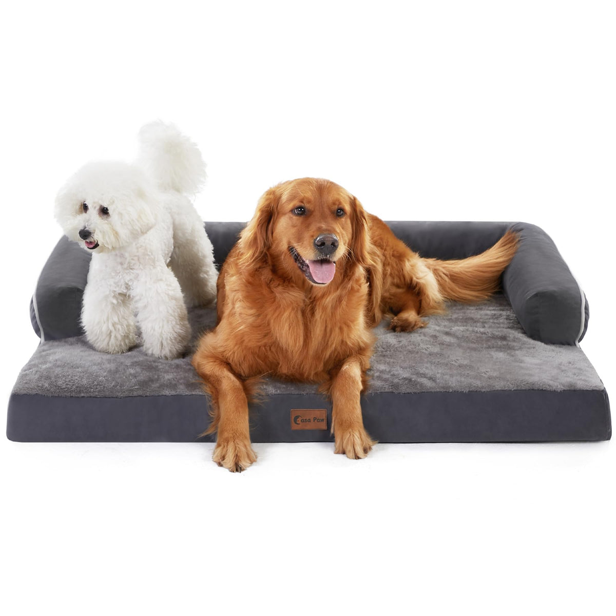 Casa Paw Orthopedic Washable Dog Bed for Extra Large Dogs, 45x35in, Grey