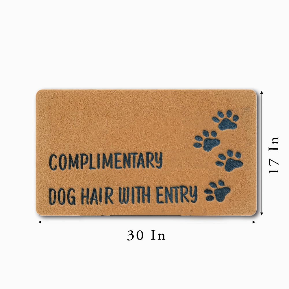 Assaoy COMPLIMENTARY Dog Hair with Entry Funny Door Mats Outside Coir Doormat for Home Entrance,Front Door mat,Indoor Entrance Embroidered Welcome Rubber Rugs Home Spring Decor 30”x 18”