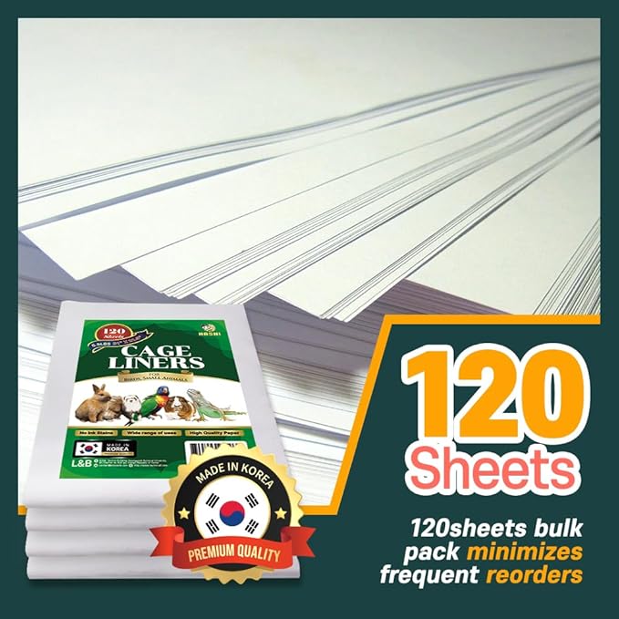 HA SHI Bird Cage Liners, 120 Unscented Newsprint Sheets, 31 x 21.5 in Large