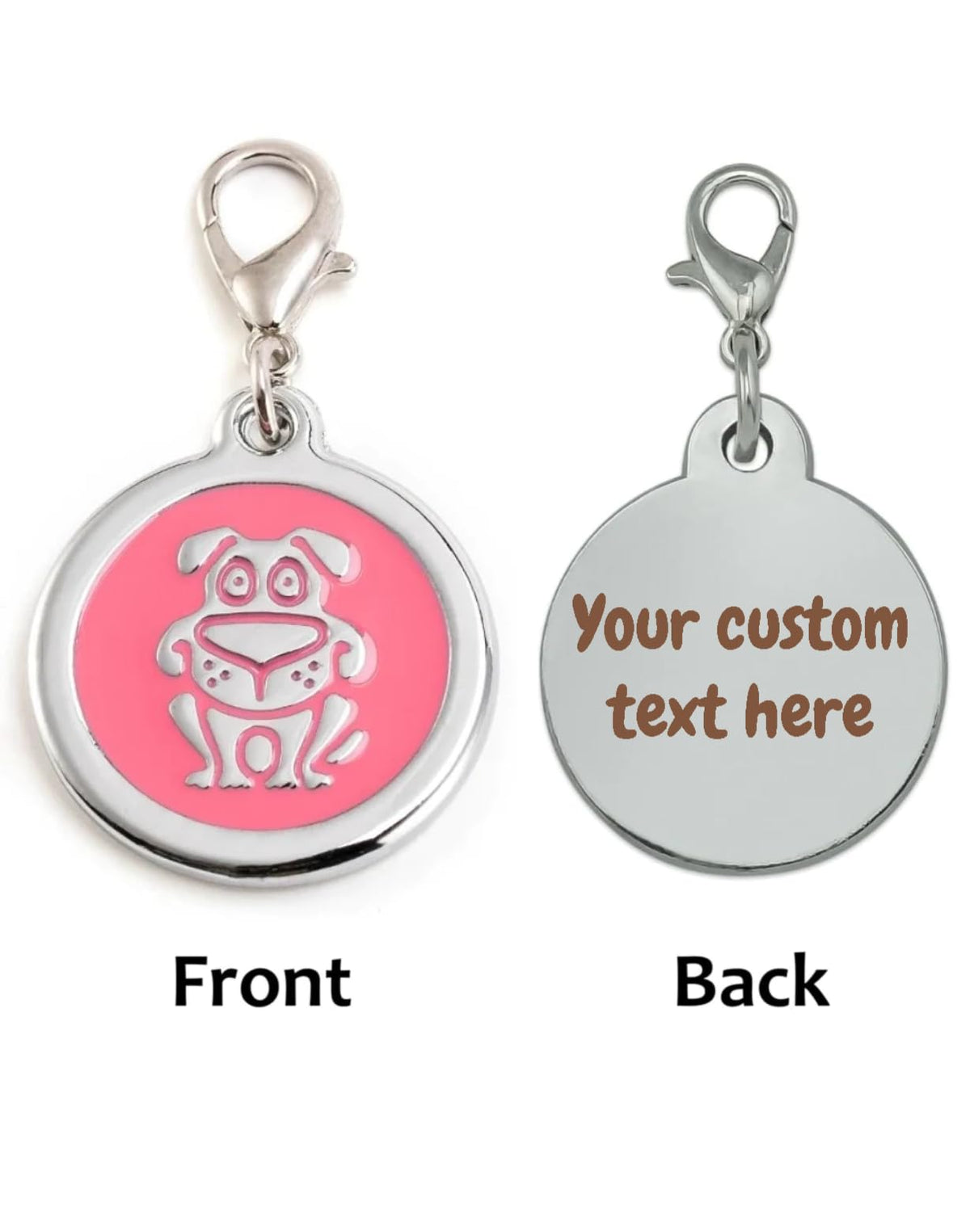 Personalized Dog/Cat Cute Paw Pet ID Tag with Unique Laser Engraving Name and Phone Number for Pet Collar or Key Chain (Pink)