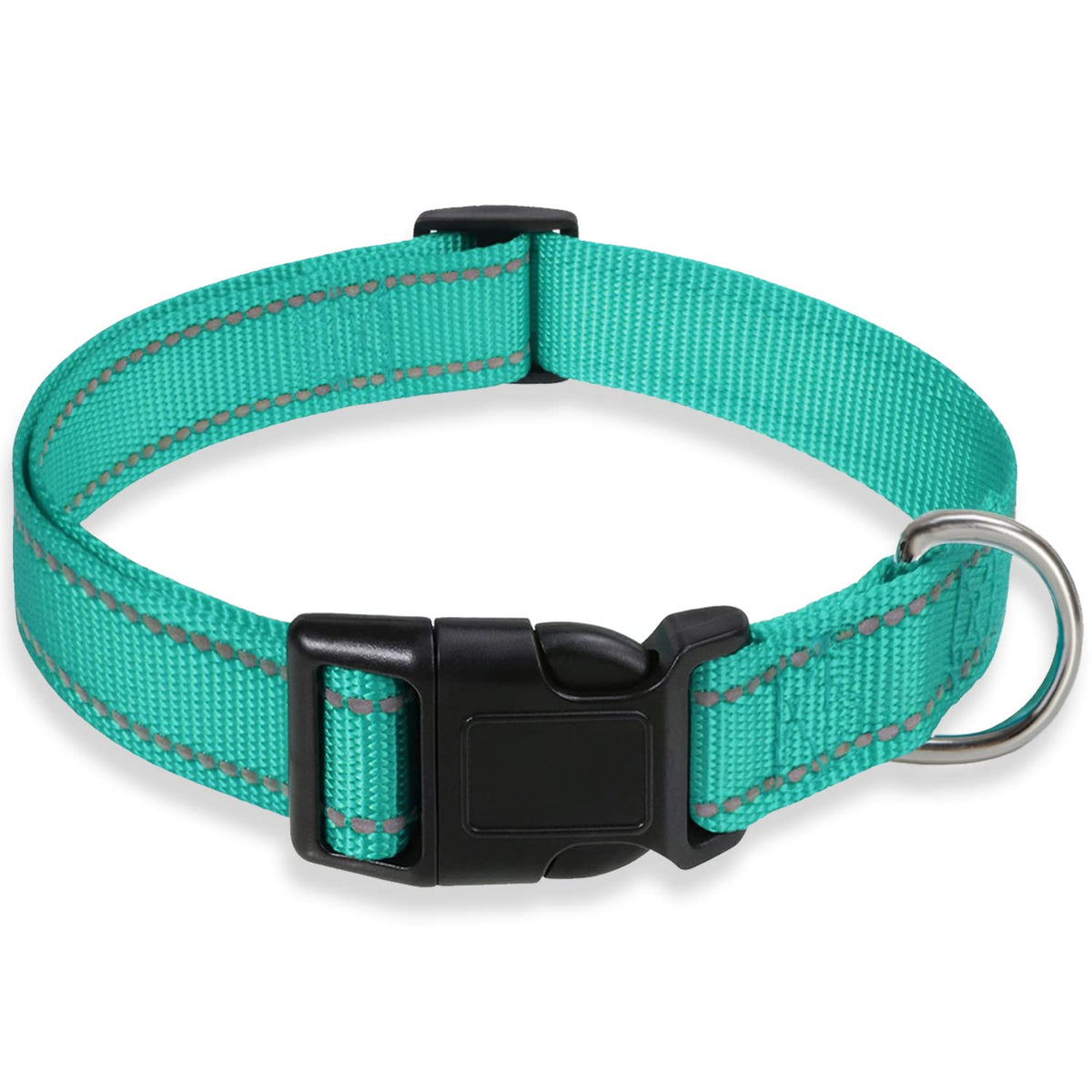 Reflective Dog Collar with Buckle Adjustable Safety Nylon Collars for Small Medium Large Dogs, Light Pink L