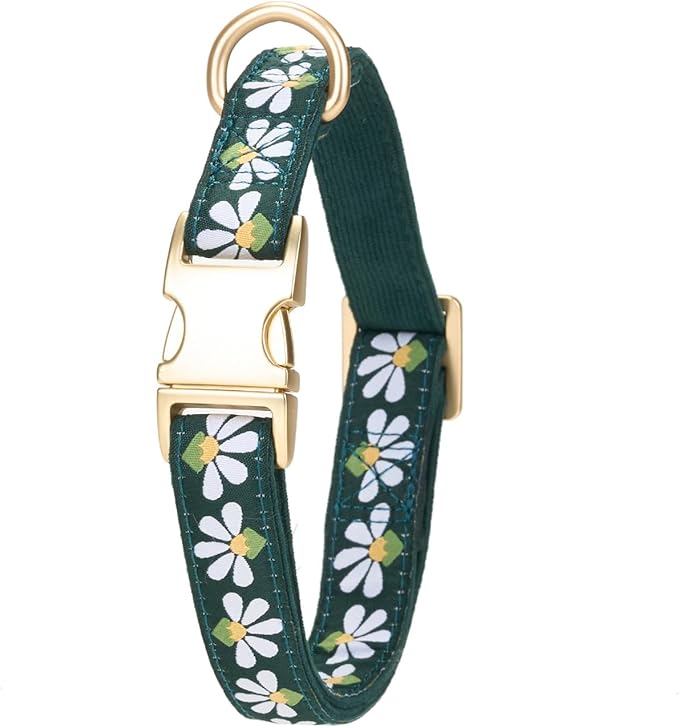 YUDOTE Woven Dog Collar with Metal Buckle Adjustable Jacquard Retro Dog Collars for Small Medium Large Dogs(Green,S)
