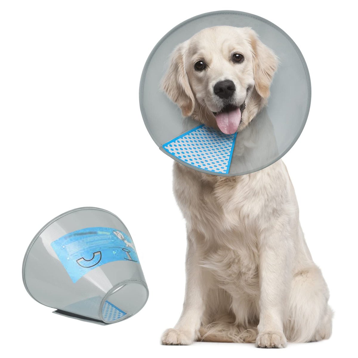 Supet Dog Cone Collar After Surgery to Stop Licking: Adjustable Recovery Elizabeth Collar Alternative for Large Medium Small Dogs, Plastic Pet Head Neck Cone (XS)