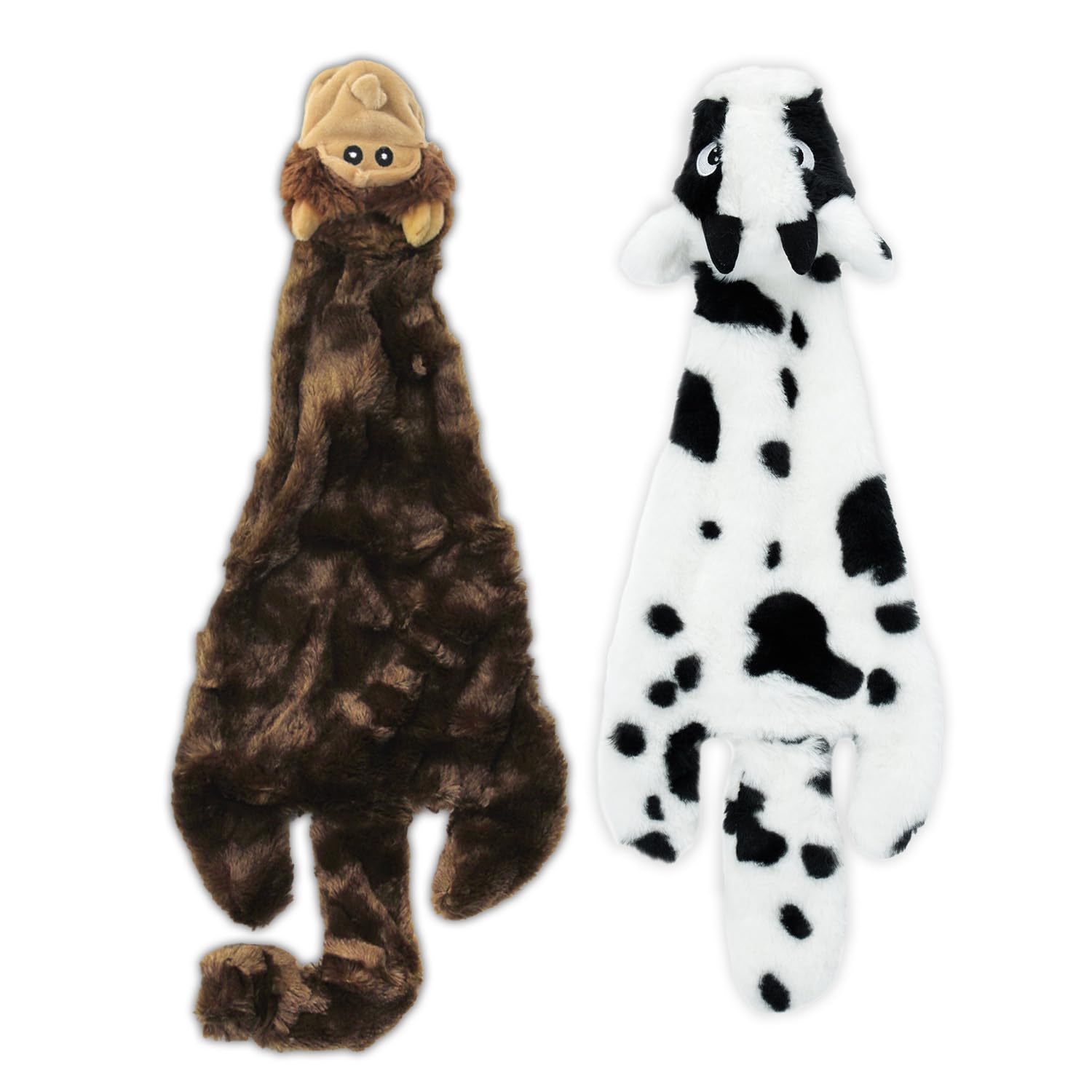 Best Pet Supplies Squeaky Dog Toys with Soft Durable Fabric for Small, Medium and Large Pets Interactive Toy for Indoor Play, Supports Active Biting and Play - Cow, Monkey, Large