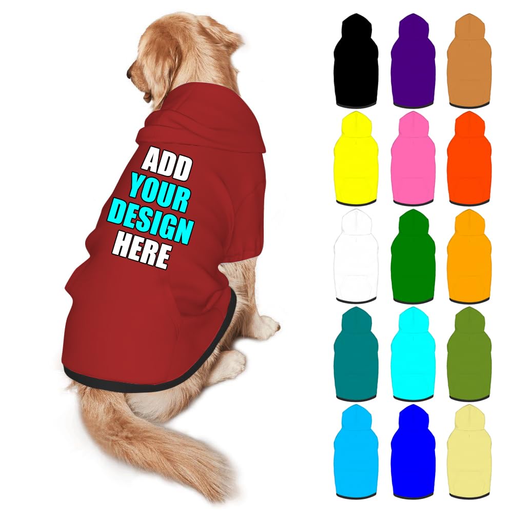 Mynvzrk Custom Dog Hoodie Personalized Photo Text Logo Name Dog Clothes, Soft & Warm for Puppy Sweatshirt Hooded for Small Medium Large Dogs Girl/Boy Cats/Kitten, Brown, S