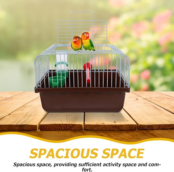 Toddmomy Portable Bird Cage Bird Carrier Travel Cage with Perch Food Box and Water Dispenser Spacious Small for Parakeet Finch Canary 9.29 X 6.57 X 6.29 in