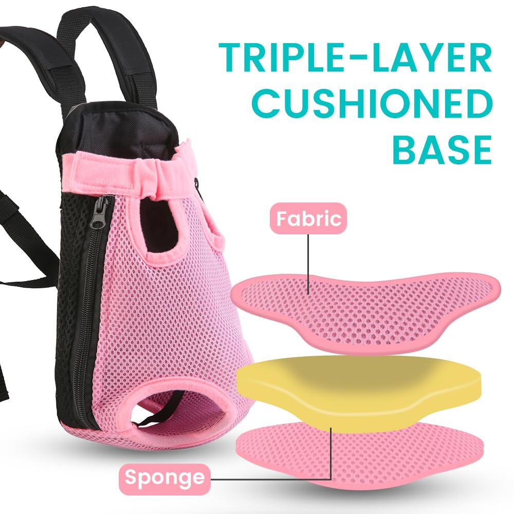 Mosago Dog Backpack Carrier, Front Chest Carrier for Small Dogs, Pink, XL