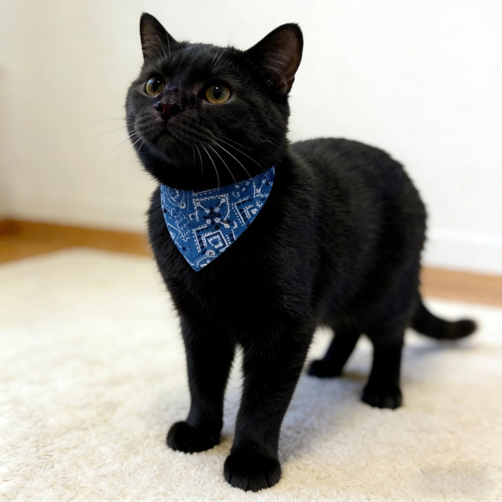 CWYZA 4 Pack Adjustable Cat Bandana Collar Set,(Neck Fits 7–9IN)