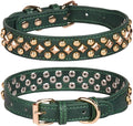 haoyueer Spiked Dog Collar Soft Pu Leather Mushrooms Rivet Spike Studded Puppy Adjustable Pet Collars for Small Breeds (S, Green3)