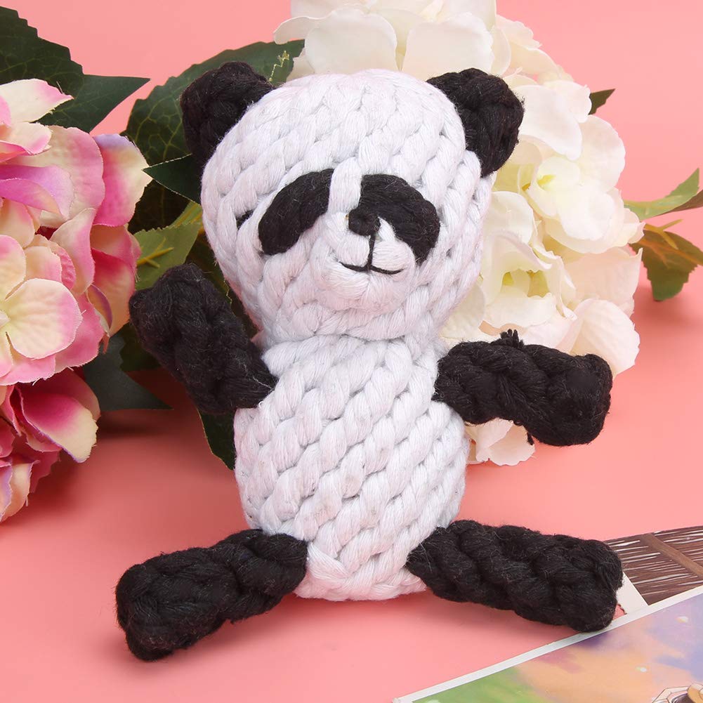 ZAICOLER Pet Cotton Rope Biting Chewing Molar Toy, Cartoon Animal Shape & Pure Manual Weaving, Dog Rope Toys with Strong and Hard, Grind and Clean Teeth, Relieve Pressure (Panda)