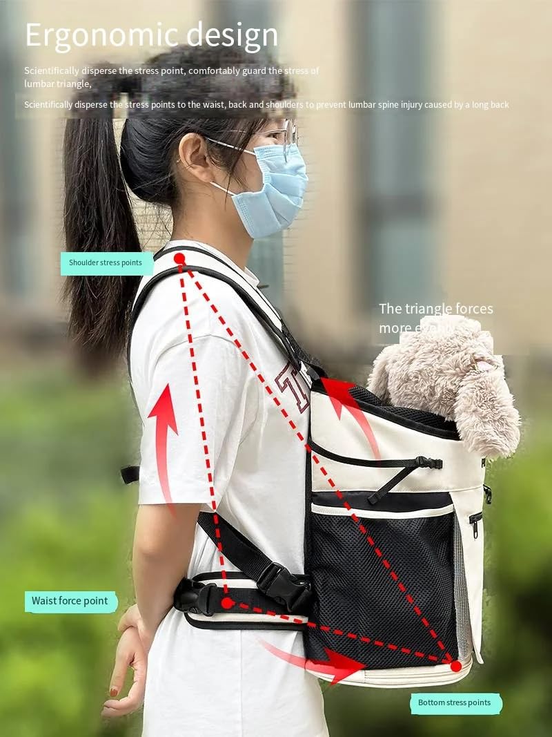 PUUROF Backpack for Dog Accessories Small Dog cat go Out Bag Break Free Walk Dog Dirty pet Backpack Car Bag (Beige, Small)