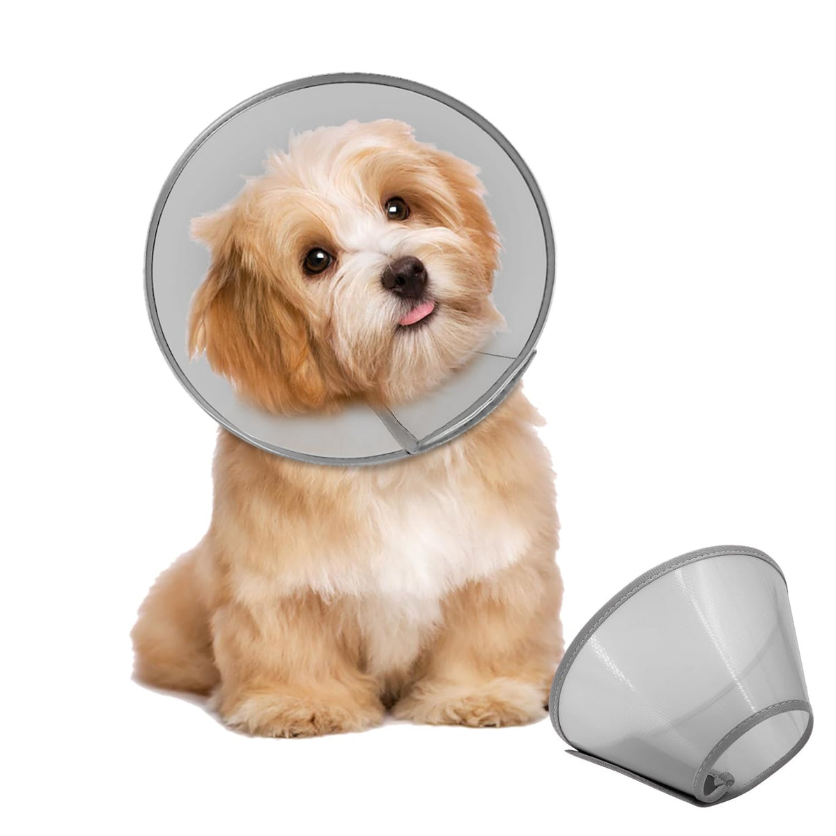 Supet Dog Cone Collar After Surgery to Stop Licking: Adjustable Recovery Elizabeth Collar Alternative for Large Medium Small Dogs, Plastic Pet Head Neck Cone (XS)