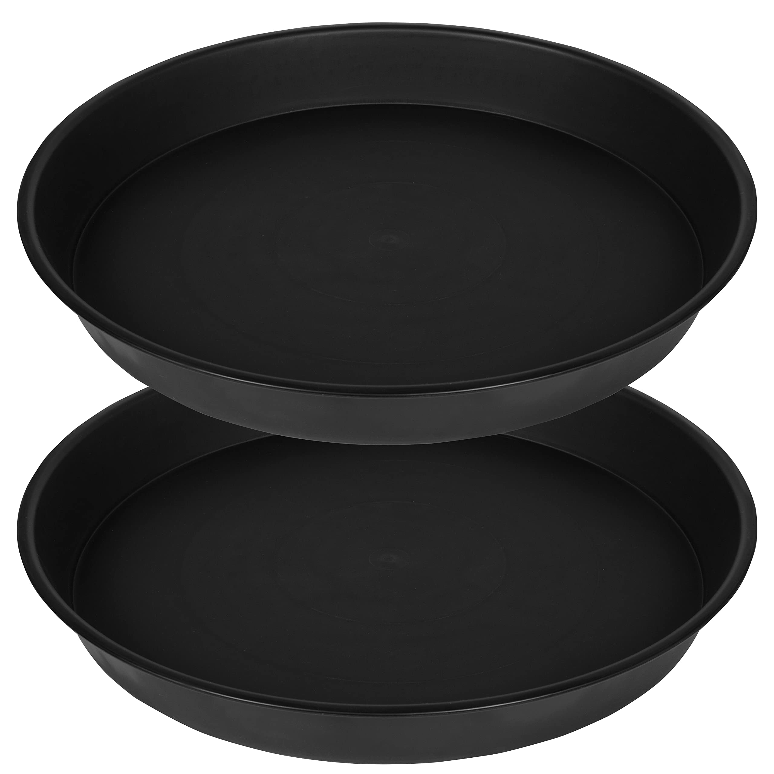 Bleuhome 2 Pack of 20 21 inch Plant Saucer Round, Deep Plant Saucers for Pots, Heavy Duty Plastic Plant Drip Tray for Indoors Outdoor, Bird Bath Bowls, Plant Trays for Planter 19-22" (21 inch, Black)
