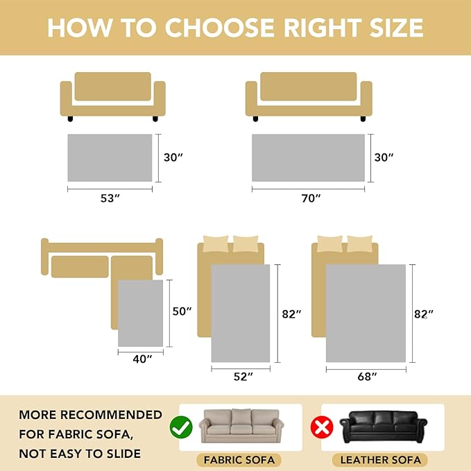 H.VERSAILTEX Non Slip Pet Couch Cover Chenille Dog Bed Protector Thick Soft Sofa Slipcover Pet Friendly Washable Couch Cushion Covers for Pets (52" x 82", Oatmeal)