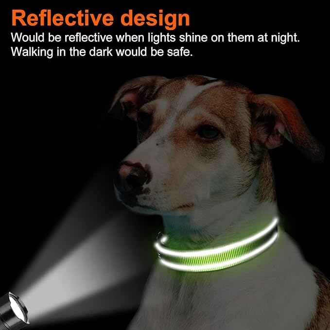 Joytale Reflective Dog Collar, Adjustable Neoprene Padded, Green S