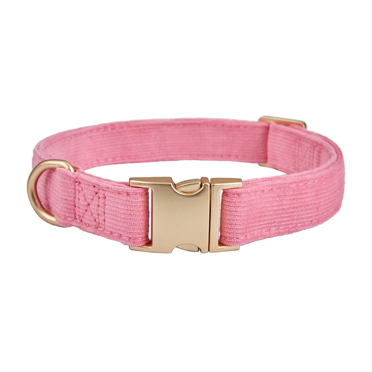 YUDOTE Soft Cotton Dog Collar with Metal Buckle Adjustable Heavy Duty Comfy Corduroy Collars for Small Medium Large Dogs,Light Pink,Large