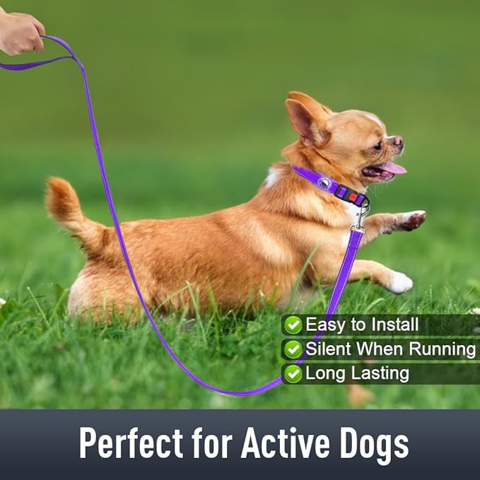 Erbine AirTag Dog Collar with AirTag Holder Compatible for Air Tag, Reflective Soft Padded, Safety Locking Buckle, Adjustable Nylon for Small Medium Large Dogs (Purple,S)