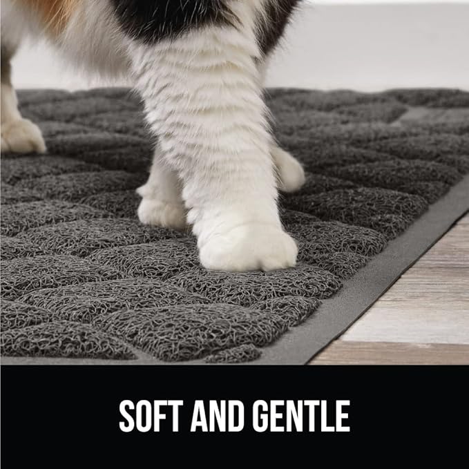 GORILLA GRIP Cat Litter Box Mat, Water Resistant, US Designed Kitty Litter Trapping Mats, Easy to Clean, Scatter Control, Less Mess and Clean Floors, Kitten Supplies for Indoor Cats, 30x20 Dark Gray