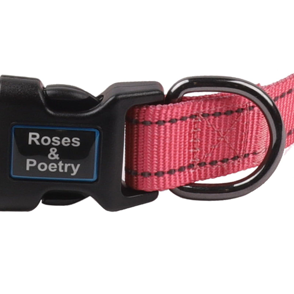 Roses&Poetry Medium Dog Collar, Pink Gradient, Reflective, Adjustable, Durable Polyester, Suitable for Medium Dogs