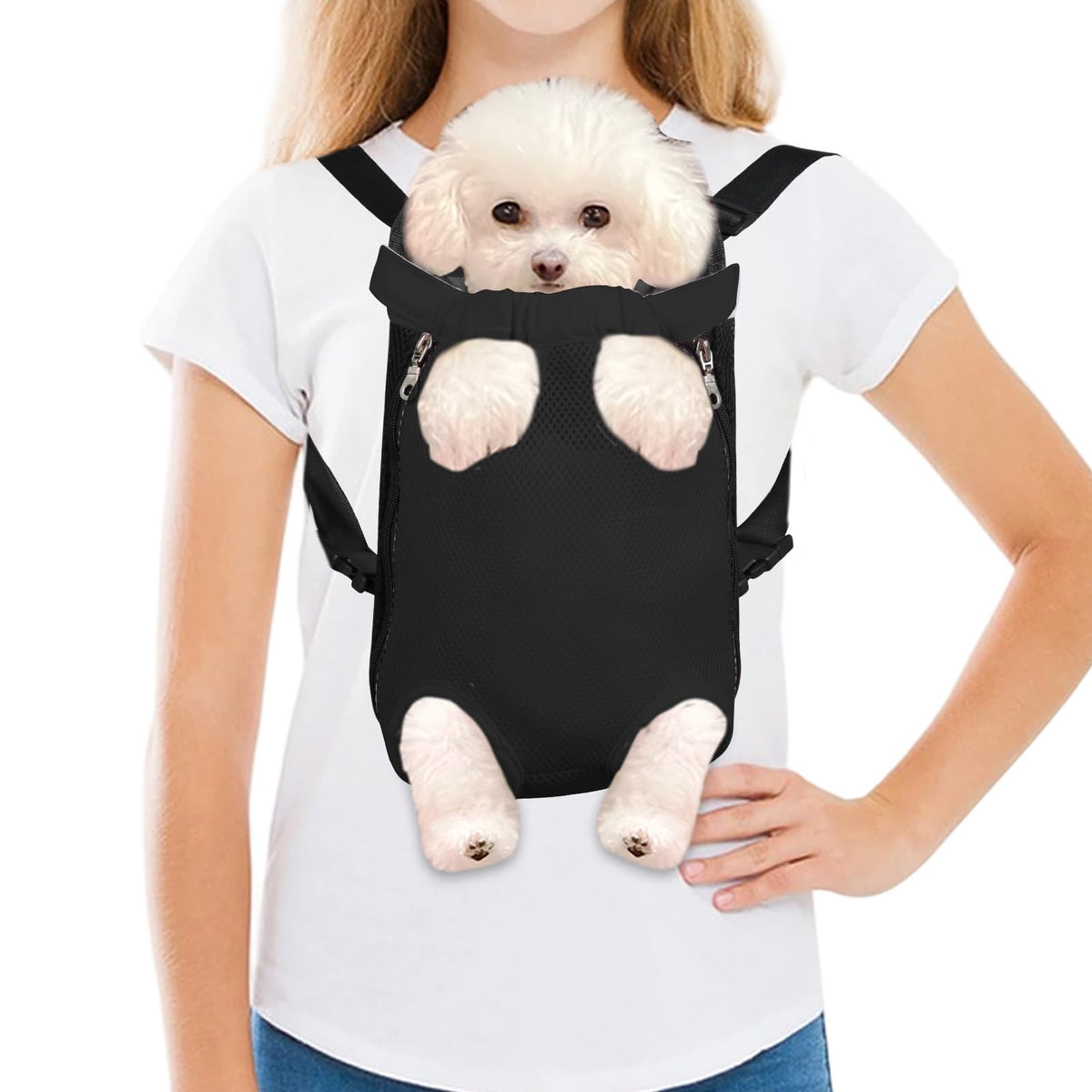 FEimaX Dog Carrier Backpack Pet Legs Out Front Cat Travel Bag, Adjustable Puppy Backpacks Carriers Hands-Free for Small Medium Dogs Cats Hiking Traveling Camping Daily Walking