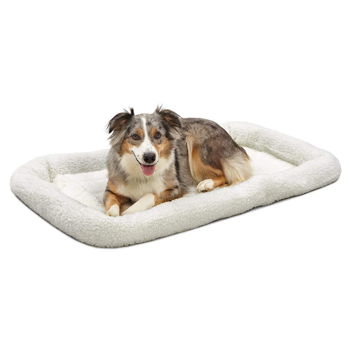 MidWest Homes for Pets QuietTime XXS Dog Bed - White Fleece Bolster, Ultra-Soft and Machine Washable, Fits 18-Inch Crates and Carriers, for Small Dogs and Cats