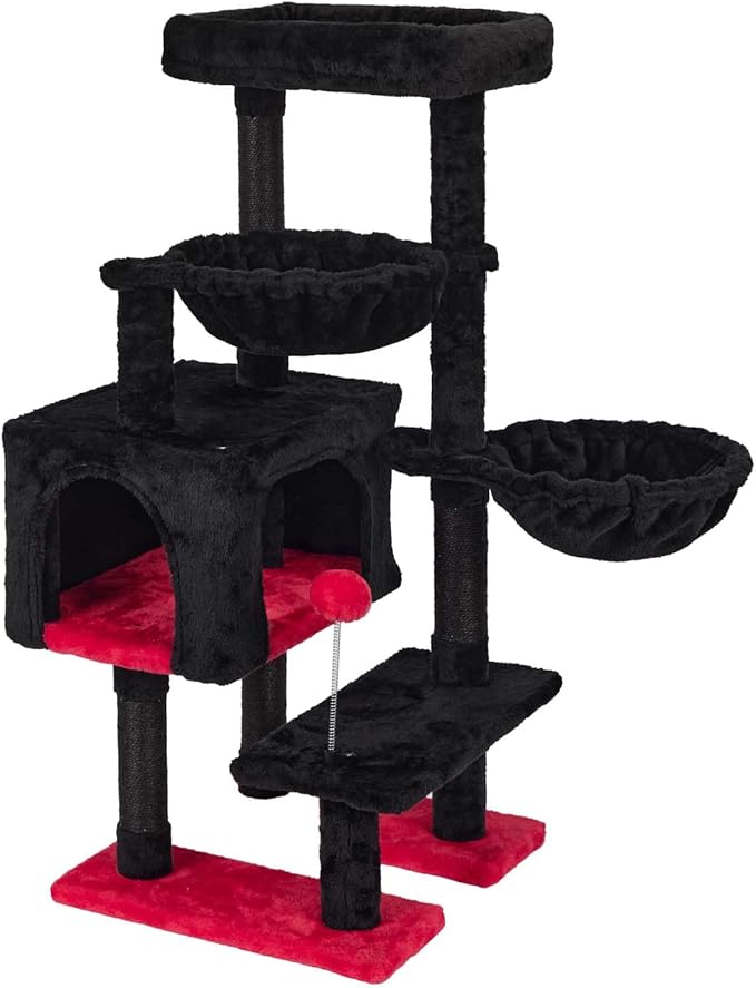 KIYUMI Cat Tree Cat Tower Condo with Sisal Scratching Post for Indoor Cats Cat Tree Cat Furniture with Hammock Perch and Kitten Ball Toys, Multi-Level Pet Activity Center Rainbow