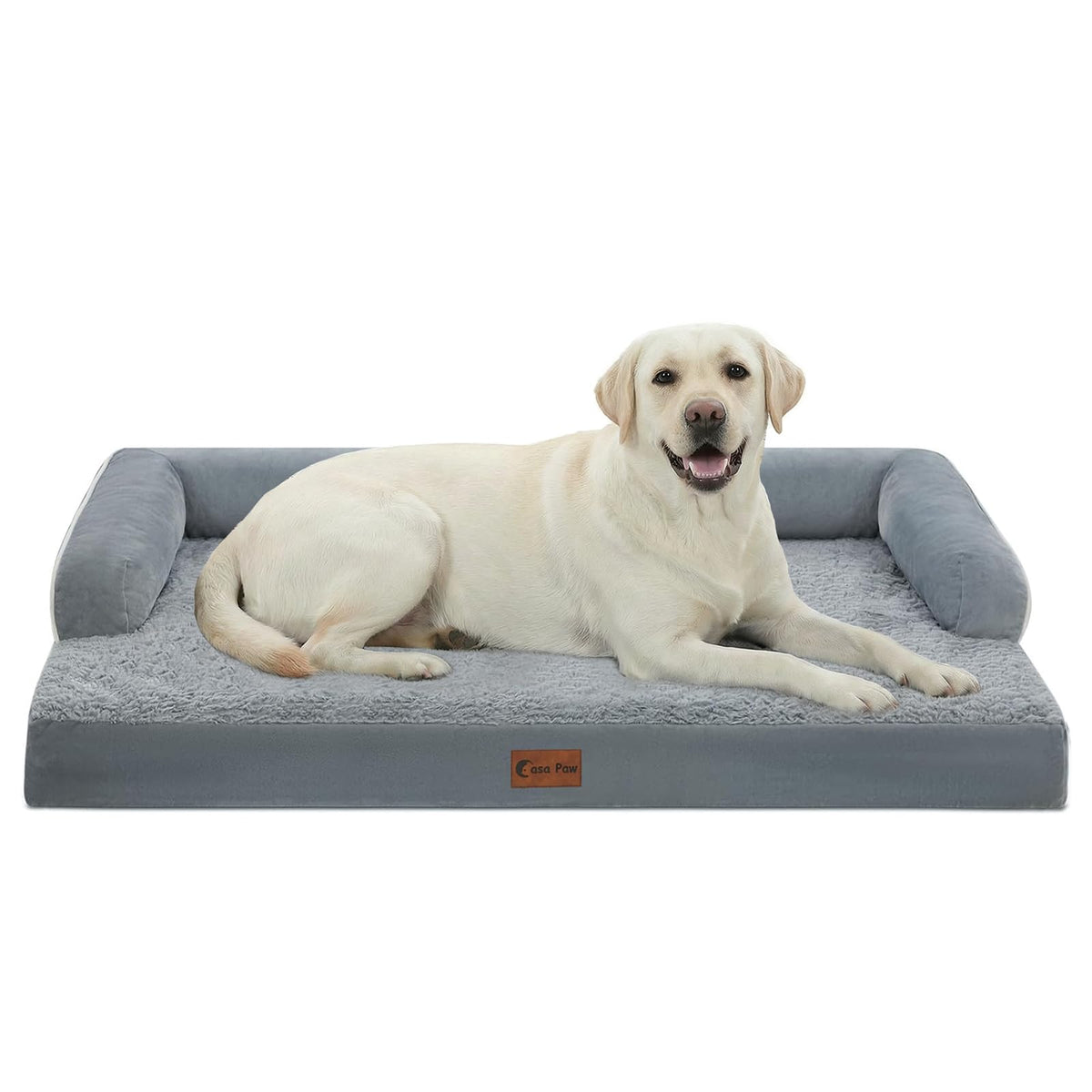 Casa Paw Orthopedic Washable Dog Bed for Extra Large Dogs, 45x35in, Grey