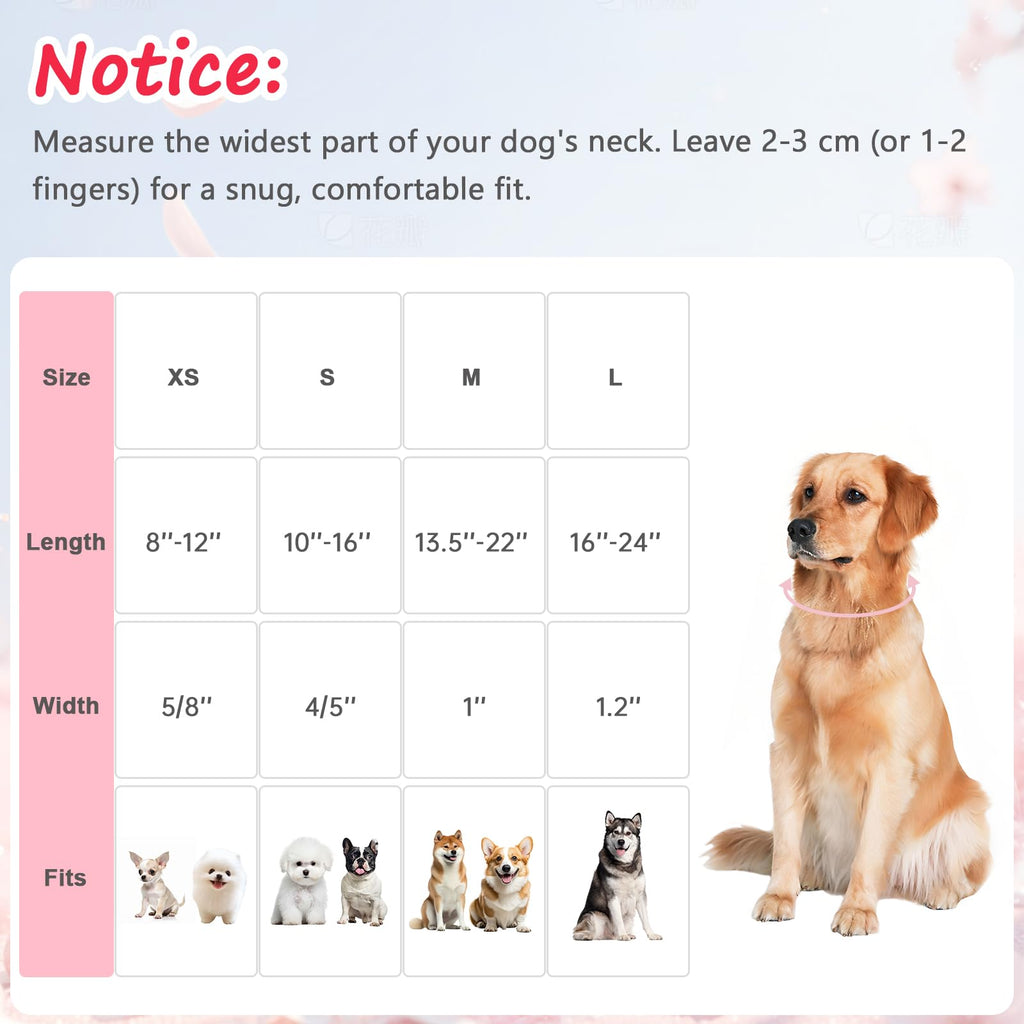 Astdogio Pink Dog Collar for Medium Dogs, Adjustable Strawberry Dog Collar with Quick Release Buckle, Cute Puppy Collar for Girl or Boy Dogs, M