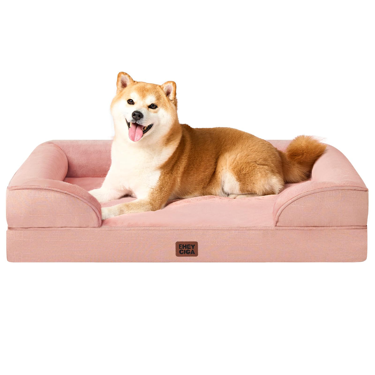 EHEYCIGA Orthopedic Dog Beds for Large Dogs, Waterproof Memory Foam Large Dog Bed with Sides, Non-Slip Bottom and Egg-Crate Foam Pet Couch Bed with Washable Removable Cover, Grey