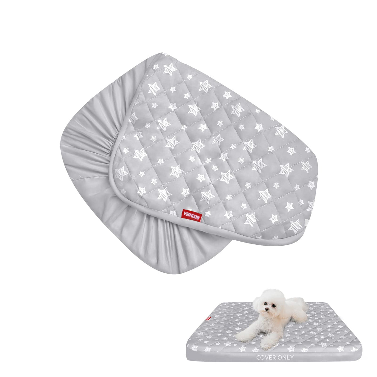 Waterproof Dog Bed Covers Replacement Lovely Grey Star Print, 35x44 Inches