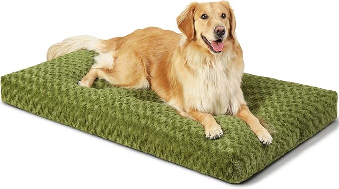 KSIIA Washable Dog Beds Large Sized Dog Crate Bed Plush Mat 41"x27" Blue