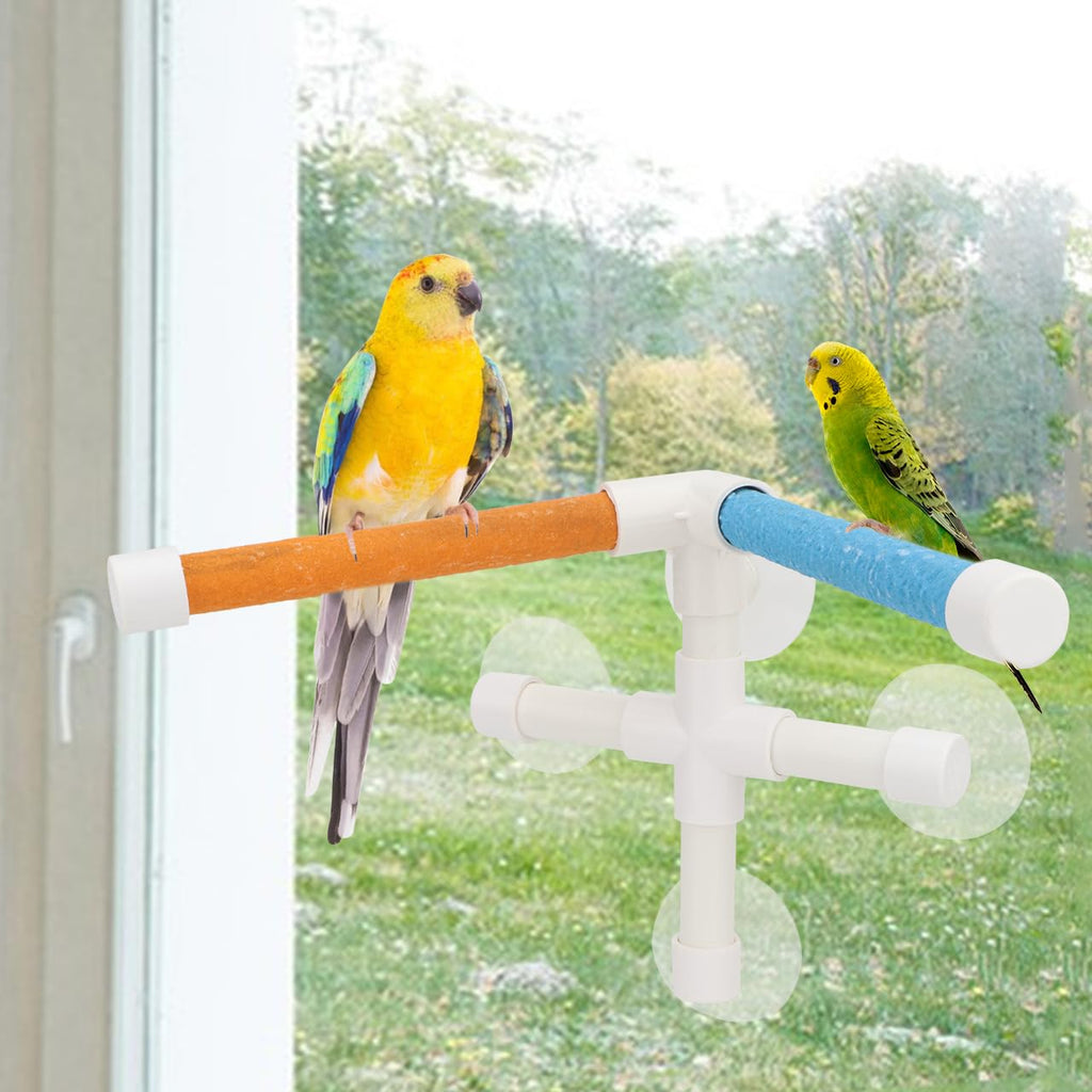 Hypeety Portable Suction Cup Bird Window and Shower Perch Toy Parrot Stand