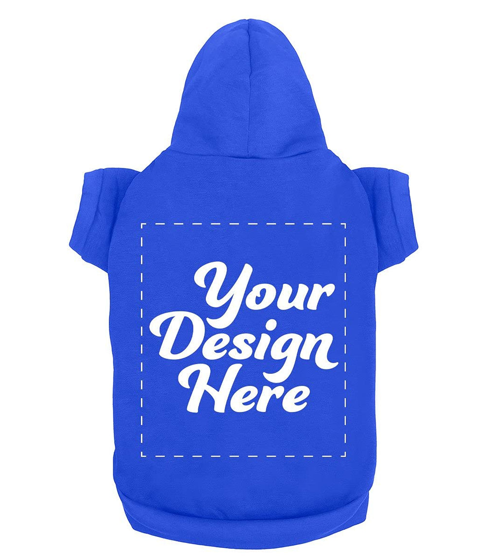 Personalized Dog Hooded Sweatshirt Custom Pet Pullover Hoodie Text/Image Small/Medium/Large Dogs,Puppy,Cat and Kitten Royal Blue