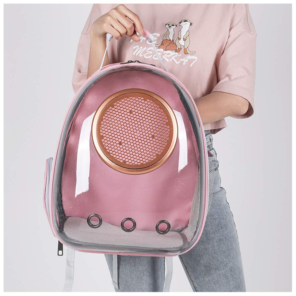 Sipobuy Pet Space Capsule Backpack, Small Medium Cat Puppy Dog Carrier, Transparent Breathable Heat Proof, Pet Carrier for Travel Hiking Walking Camping, Pink