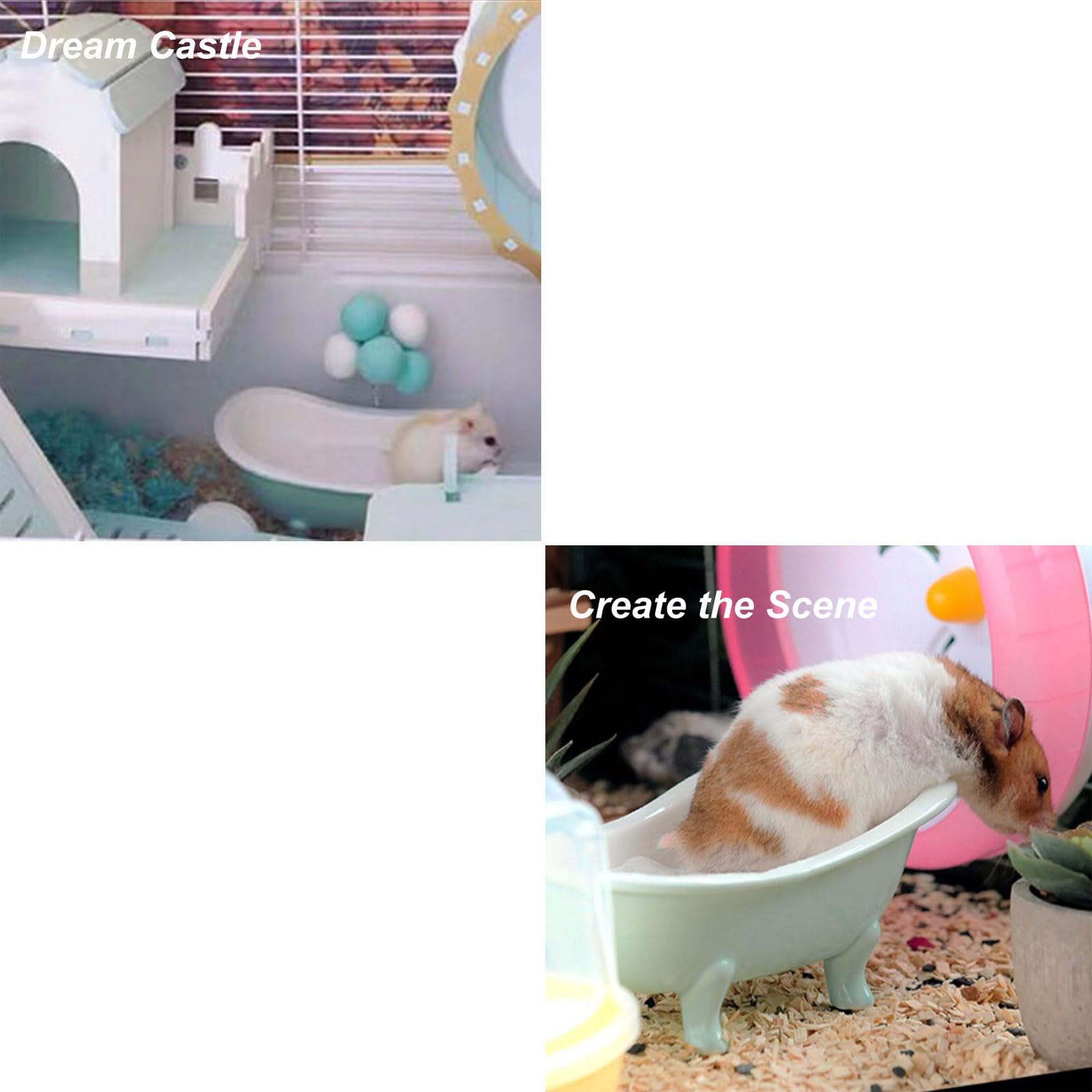 KnocKconK Summer Hamster Ceramic Bed Bathtub, Small Animal Ice Accessories Cage Hideout Toys，Bird Relax Habitat House, Sleep Pad Nest or Hamster, Food Bowl for Guinea Pigs/Squirrel/Chinchilla