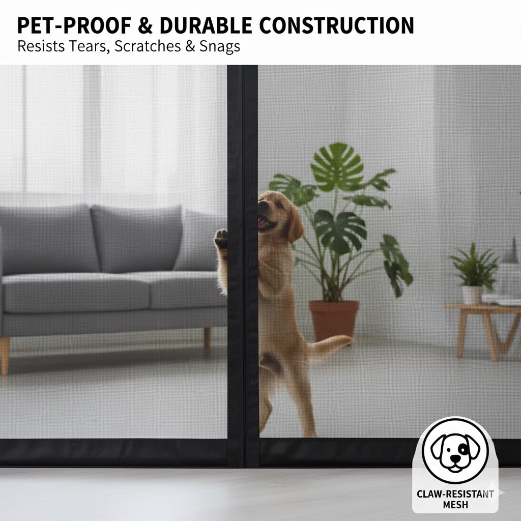 CANLENE Premium Magnetic Screen Door, Heavy-Duty Reinforced Mesh, Ultra-Dense Weave, Smooth Auto-Close, Pets & Kids – Hands-Free, No-Gap Seal