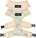 Lucy & Co. Sunshine and Daffodils Reversible Dog Harness, Adjustable Comfort Fit with Dual Leash Attachments, X-Small
