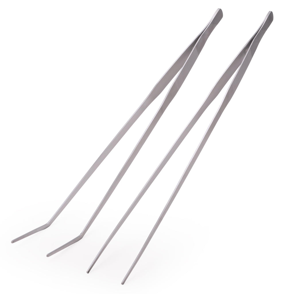 VORESTIC Straight and Curved Aquarium Tweezers Set 18 Inch, Stainless Steel Long Tweezers for Fish Tank Planting, Aquascaping, Reptile Feeding Tongs, Terrarium Tool and Aquarium Tongs