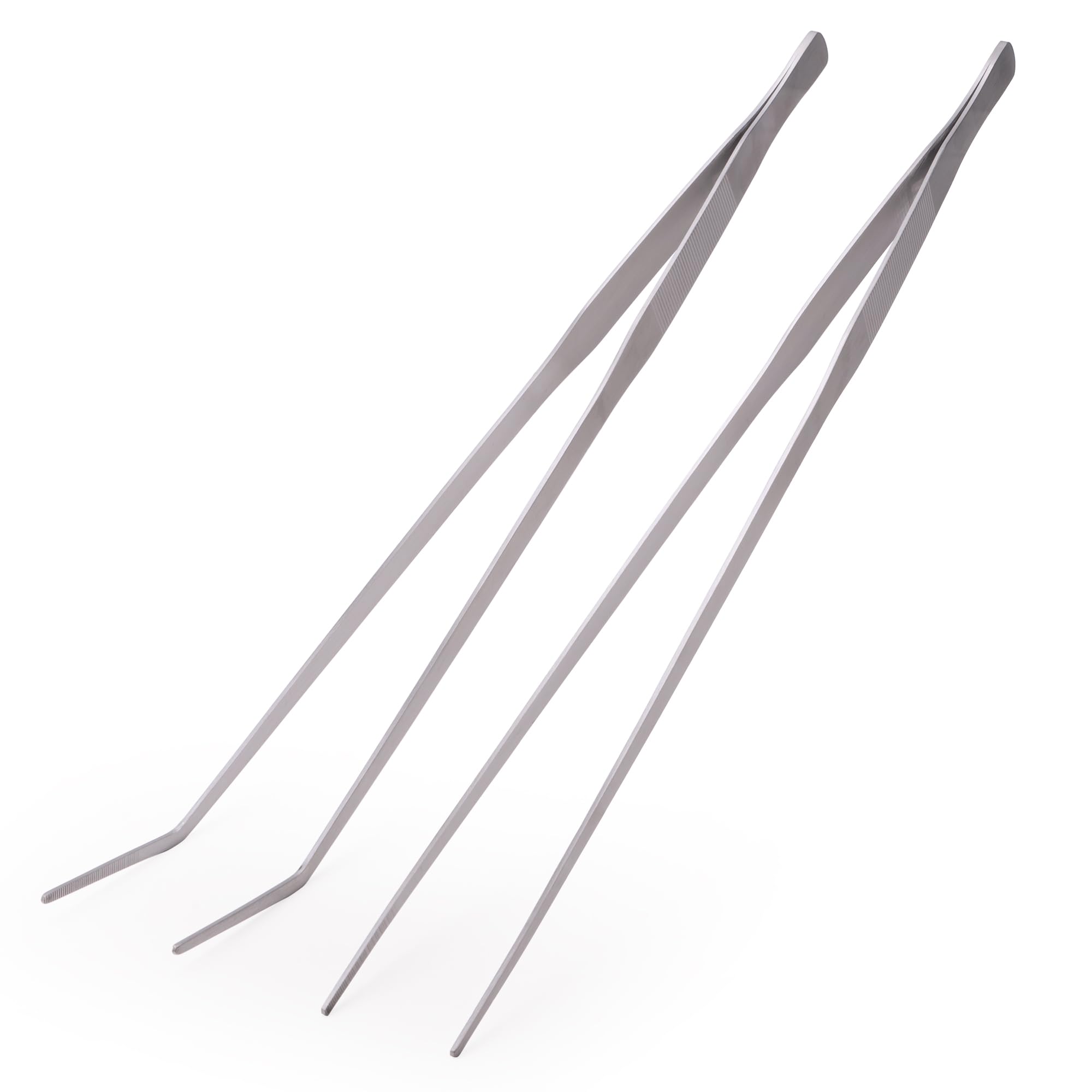 VORESTIC Straight and Curved Aquarium Tweezers Set 18 Inch, Stainless Steel Long Tweezers for Fish Tank Planting, Aquascaping, Reptile Feeding Tongs, Terrarium Tool and Aquarium Tongs