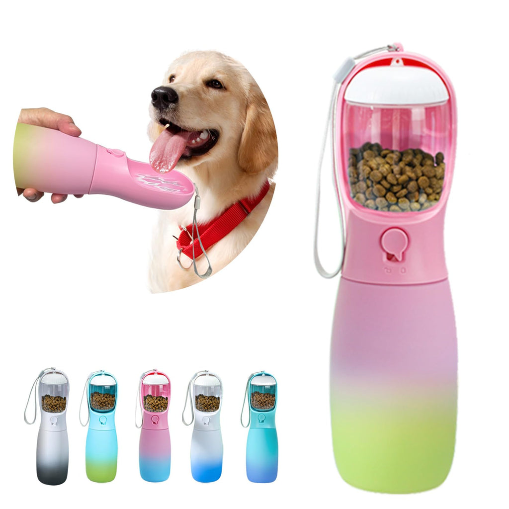 MITOCAPY Dog Water Bottle Portable, 19Oz Large Capacity Dog Water Dispenser, Food Grade Pet Accessories for Small Dogs Large Breed, Travel Pet Water Bowl for Outdoor, Dog Birthday Gifts (Pink&Green)